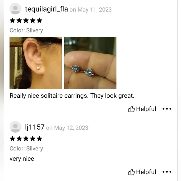 Sparkling Zircon Stud 925 Silver Plated copper earrings. GOLD OR SILVER - Picture 6 of 6